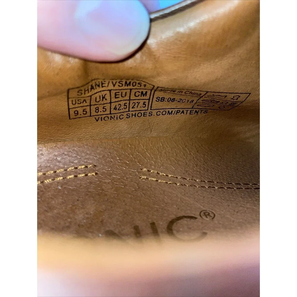 Vionic Captoe Dress Shoes Mens Size 9.5 M Brown Leather Oxfords Block Heels